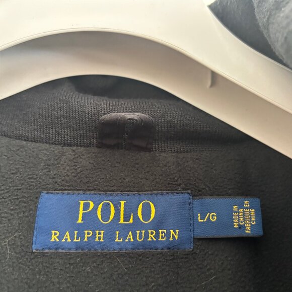 $375 Polo Ralph Lauren Black Insulated Windbreaker Jacket Stowable Hood - Large - Picture 2 of 11